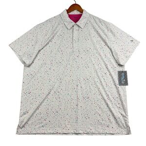 Birdie‎ Bound Golf Polo Shirt Mens 2XL White Paint Splatter Design New